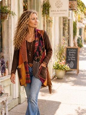 Boho, Patchwork Multi-Color Women's Cardigan Sweater